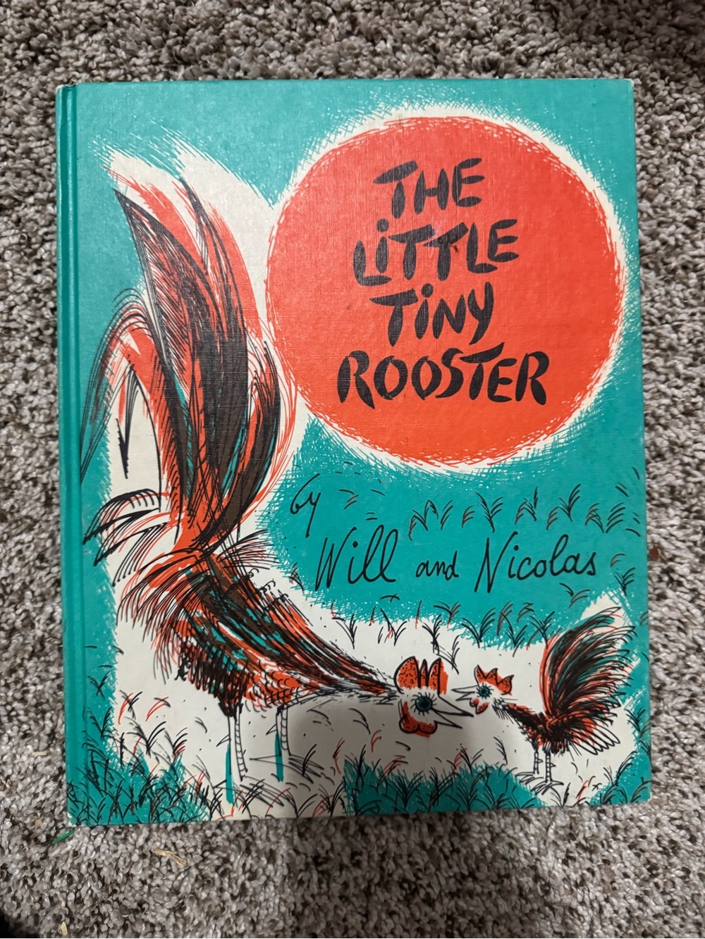 The Little Tiny Rooster Hardcover Book - Teal & Orange Illustrated Cover